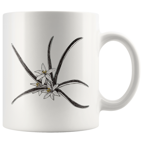 Floral Ceramic Mug / Black and White Sand Lily / Accent Color / Hand Illustrated