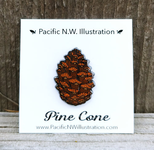 Ponderosa Pine Cone Cloisonné Style Enamel Lapel / Hat Pin