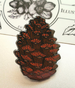 Seconds Sale! Ponderosa Pine Cone Enamel Pin / Cloisonne Style / Hat Pin / Lapel