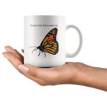 Load image into Gallery viewer, Save the Monarchs 11 oz white ceramic mug / Butterfly