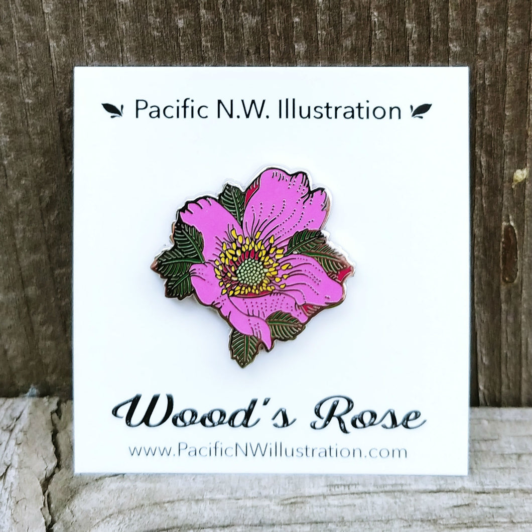 Wood's Rose Cloisonné Style Enamel Lapel / Hat Pin
