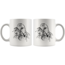 Load image into Gallery viewer, Floral Ceramic Coffee Mug / Black and White Fuchsia Flower / Hand Illustrated