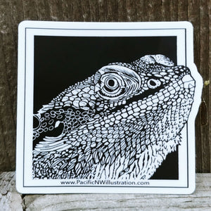 Black & White Bearded Dragon Sticker