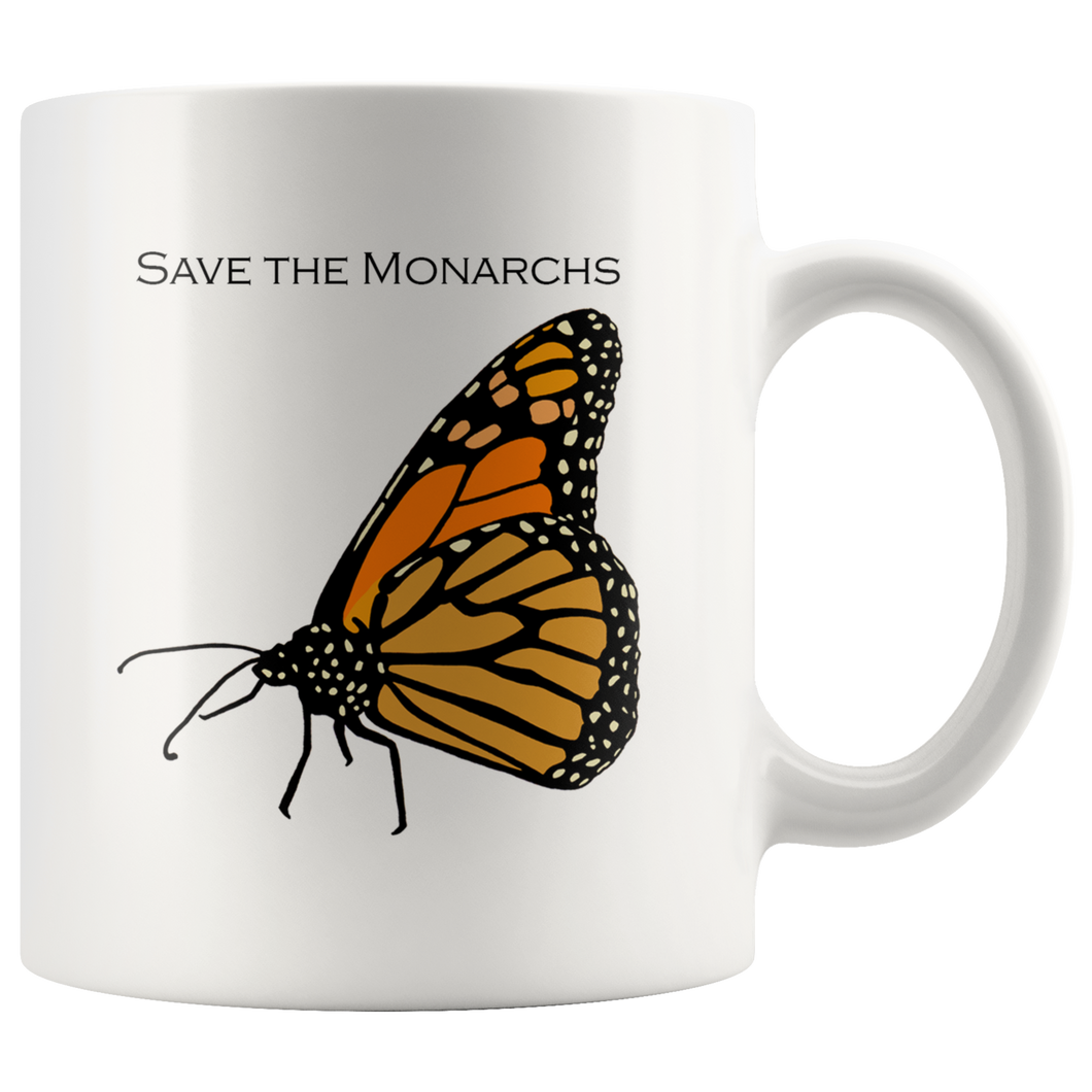 Save the Monarchs 11 oz white ceramic mug / Butterfly