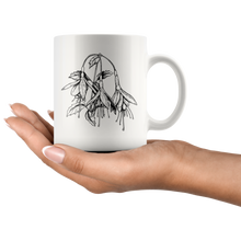Load image into Gallery viewer, Floral Ceramic Coffee Mug / Black and White Fuchsia Flower / Hand Illustrated