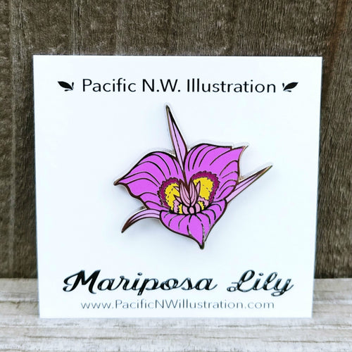 Sagebrush Mariposa Lily Cloisonné Style Enamel Lapel / Hat Pin